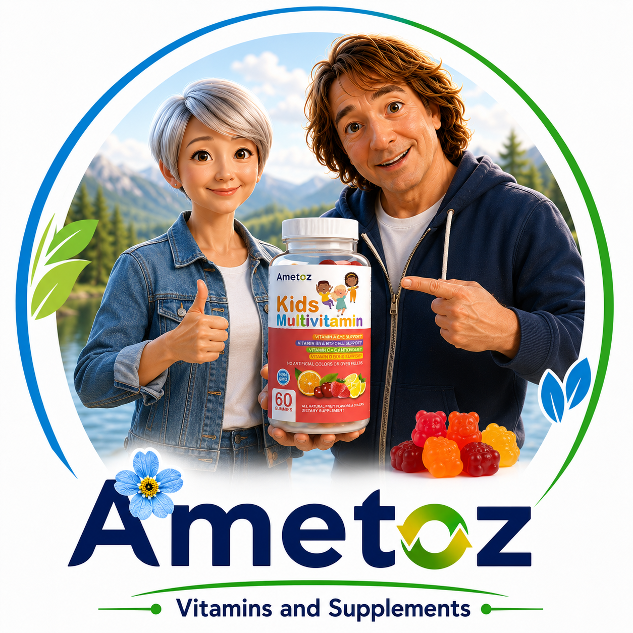 Ametoz Kids Multivitamin Gummies – 60 Vegan Gummies | Non-GMO | Natural Fruit Flavors