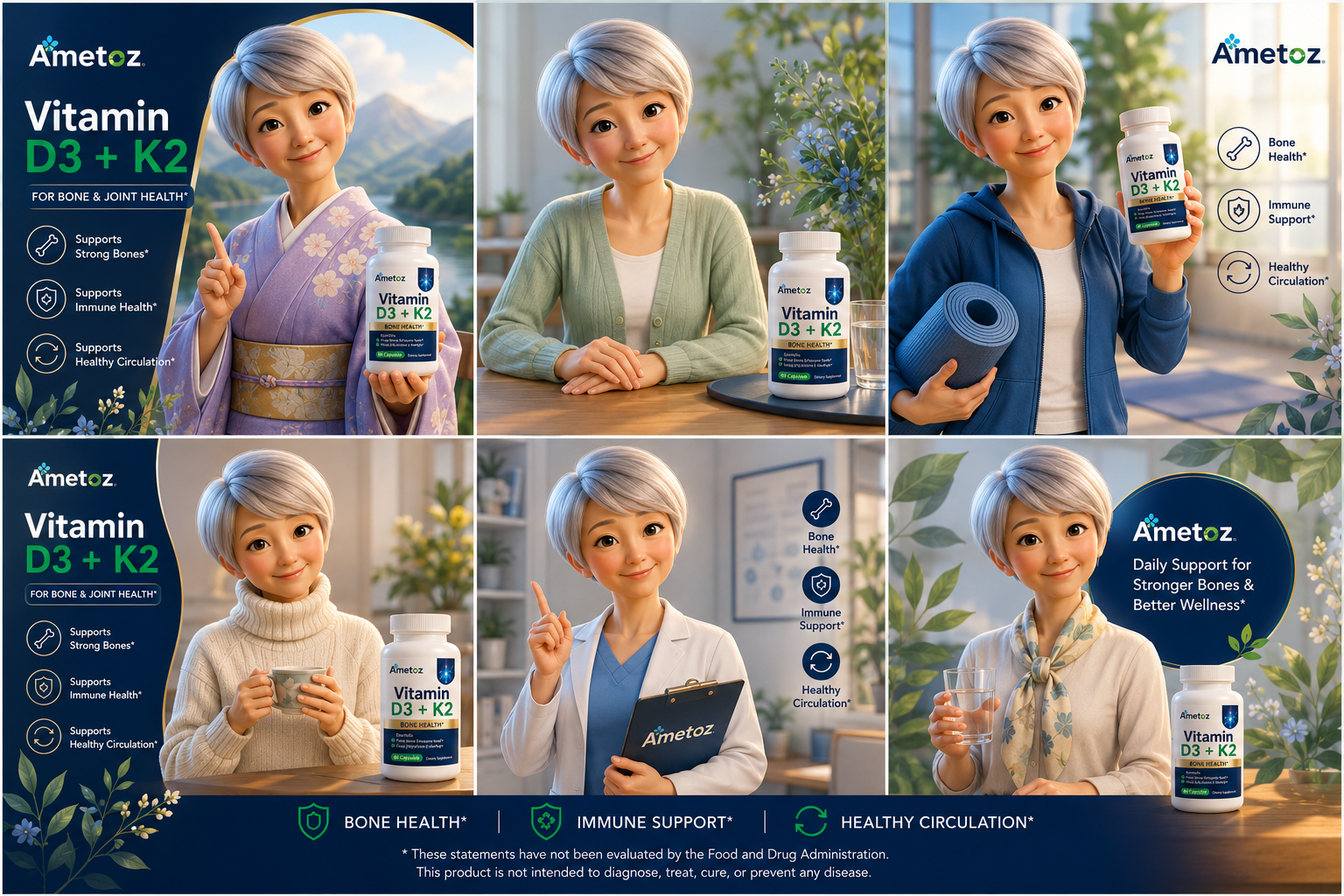 Ametoz Vitamin D3+K2 Capsules – 60 Count